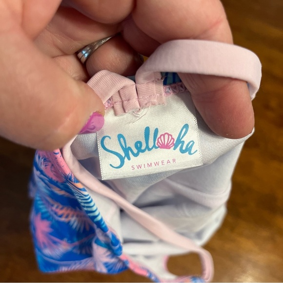 Shelloha Tropical Blue and Pink Kids Swimsuit size 6 - Picture 3 of 4